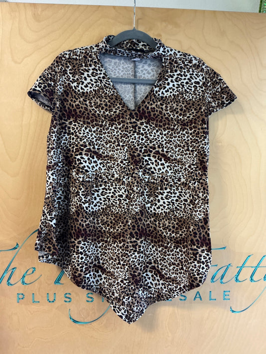 Velocity Blouse - Leopard print (brown, black, and cream) - 3X