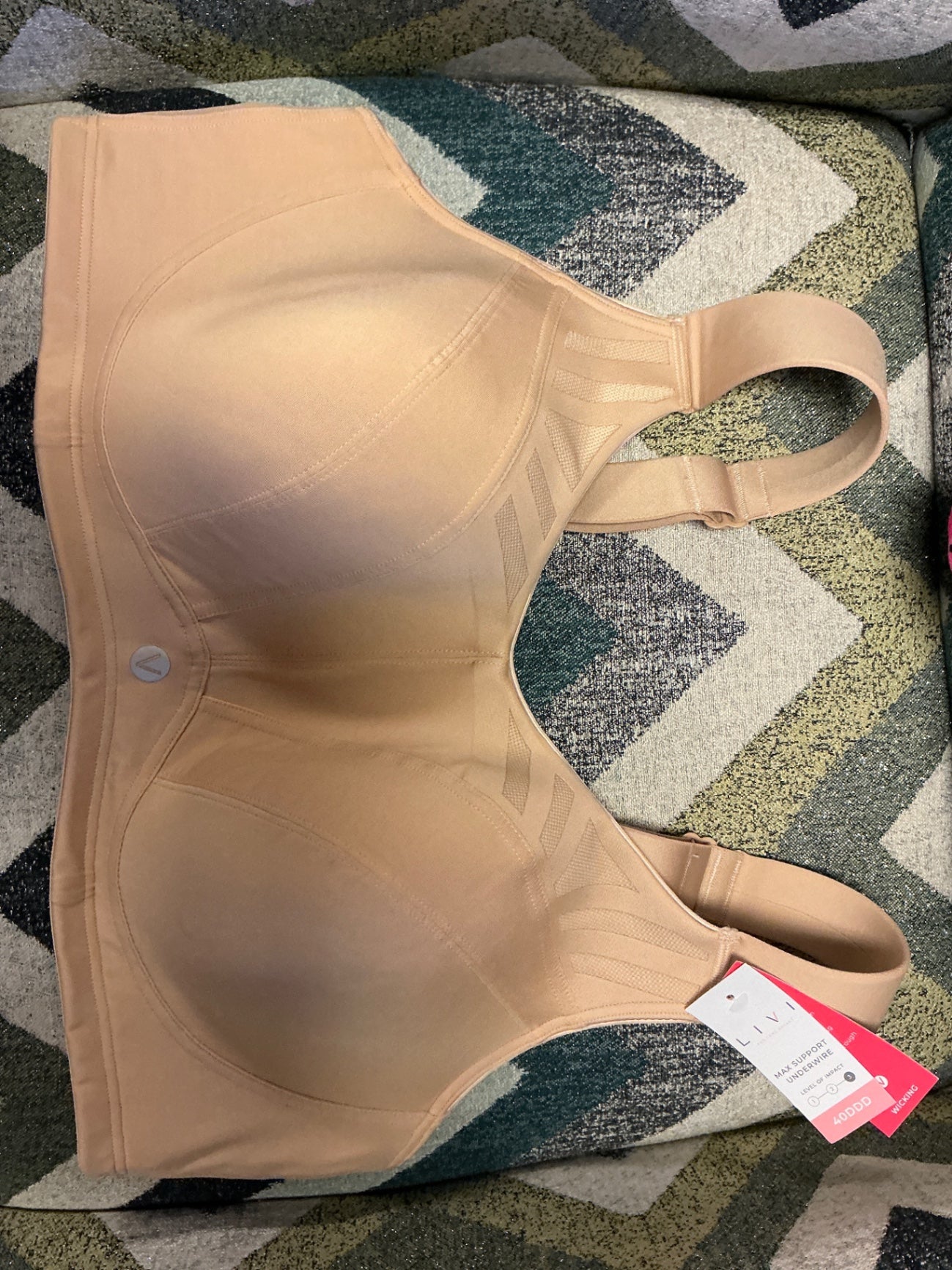 Lane Bryant Livi Max Support Underwire Sports Bra - Beige - 40DDD