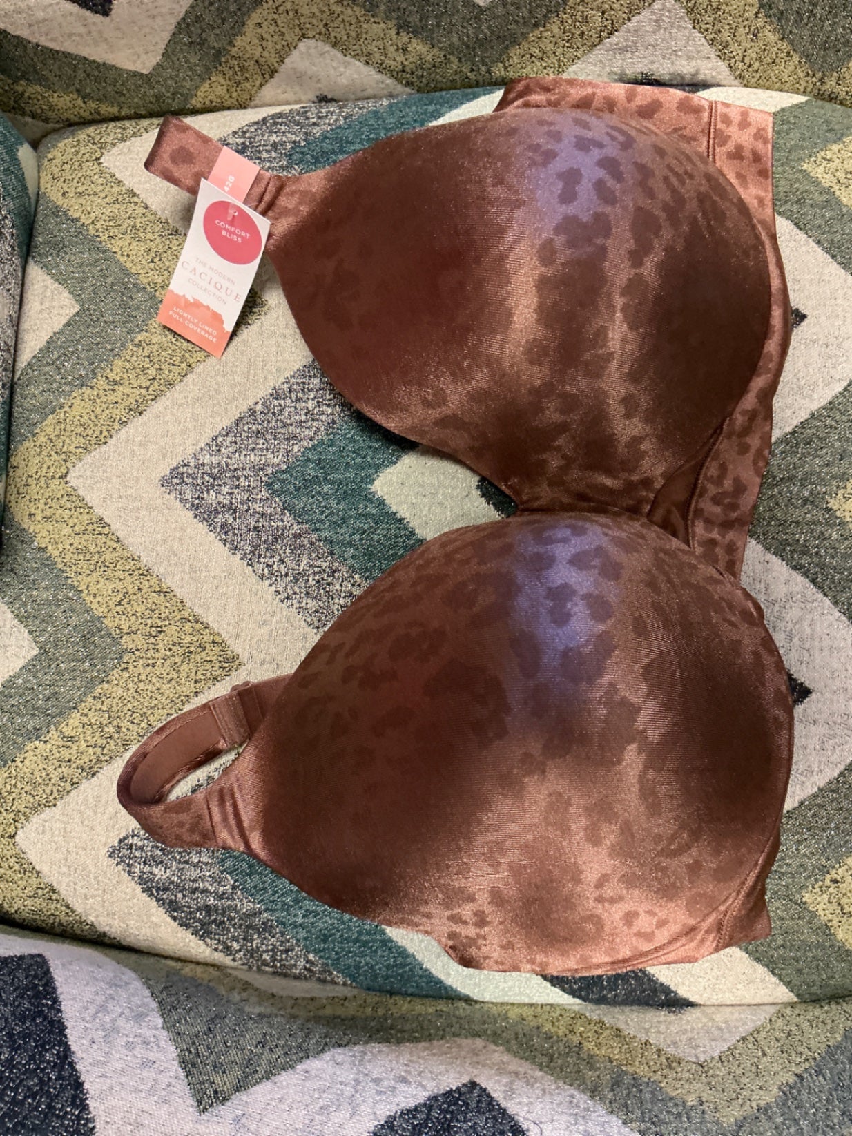 Lane Bryant Cacique Lightly Lined Full Coverage Bra - Brown with a leopard print - 42G NWT