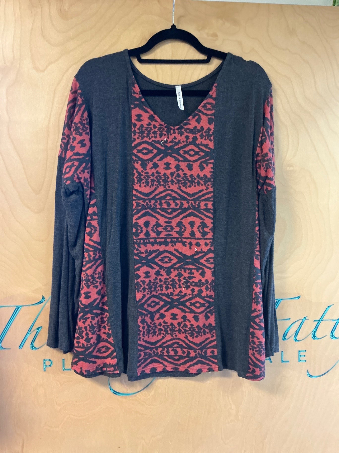Now N Forever Long Sleeve T-Shirt - Red and Black - 1X