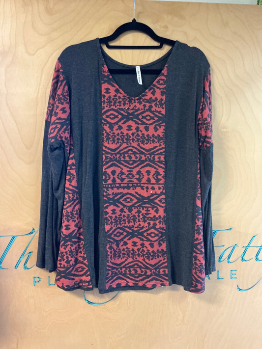 Now N Forever Long Sleeve T-Shirt - Red and Black - 1X