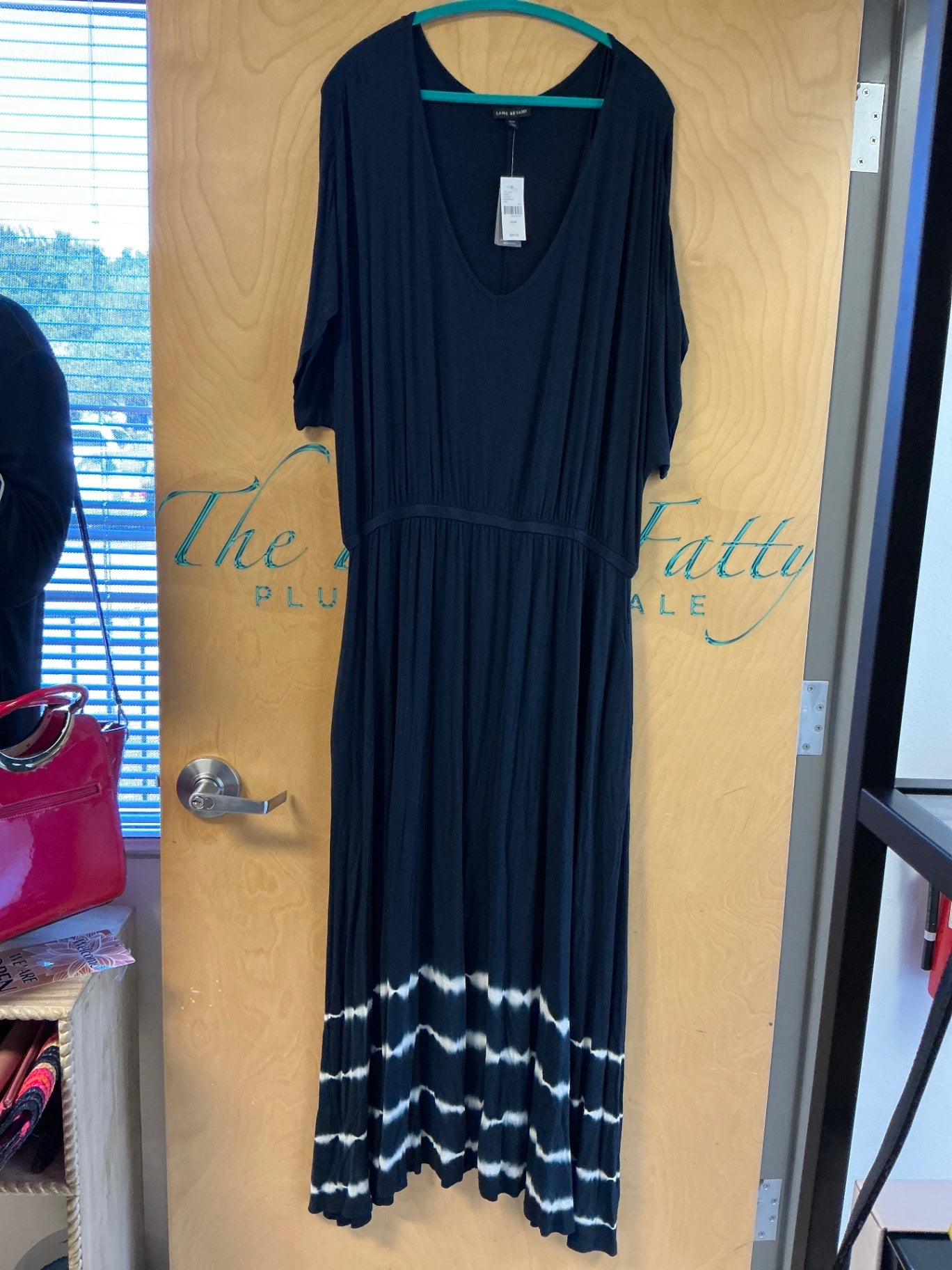 Lane Bryant Maxi Dress - Navy blue with white tie-dye pattern at the hem - 22/24 NWT