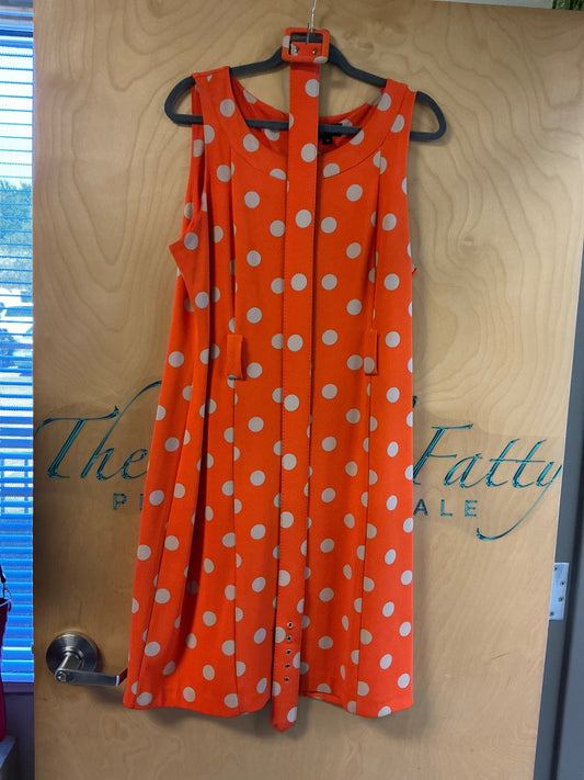 ILE New York Dress - Orange with white polka dots - 16