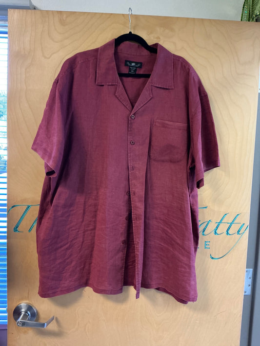 Godbody Collection Linen Button Down Shirt - Red - 2X