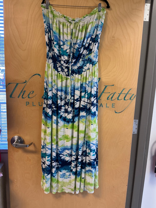 Seven7 Strapless Maxi Dress - Multi-colored (blue, white, green) - 22/24