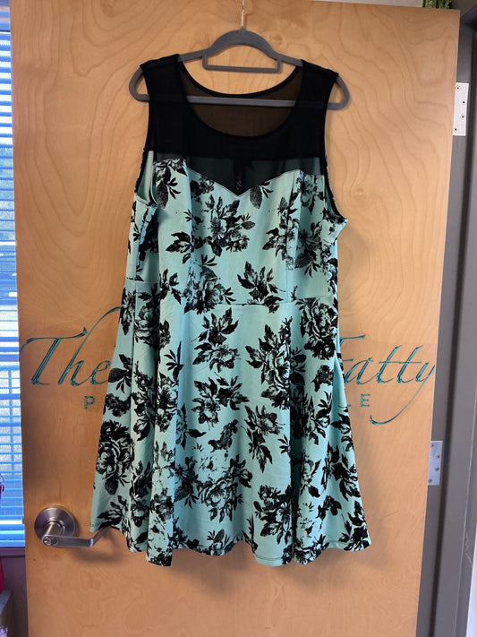 Trixxi Dress - Aqua and Black - 3X