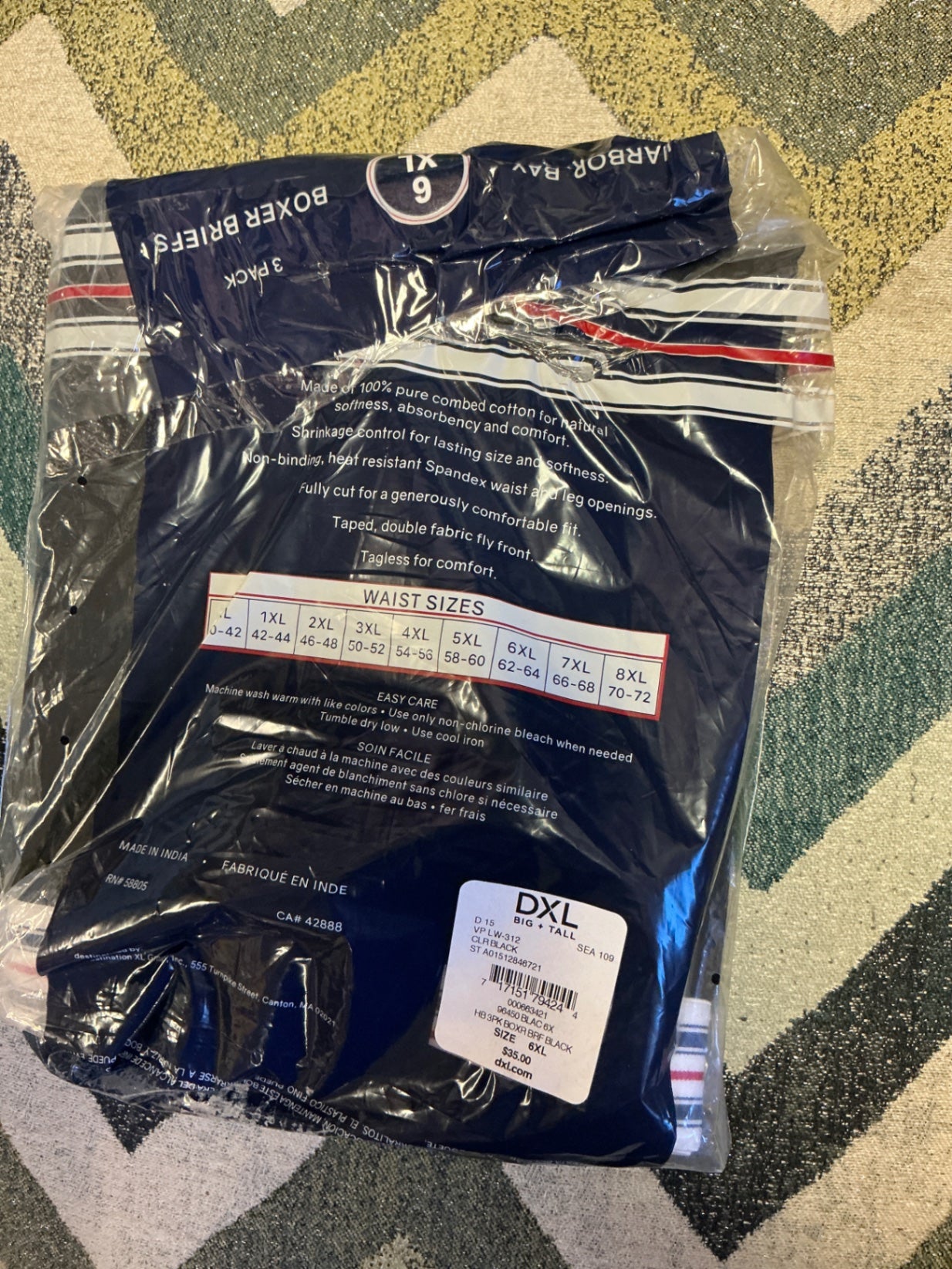 Harbor Bay Men’s Boxers -2 Pair - Black - 6XL