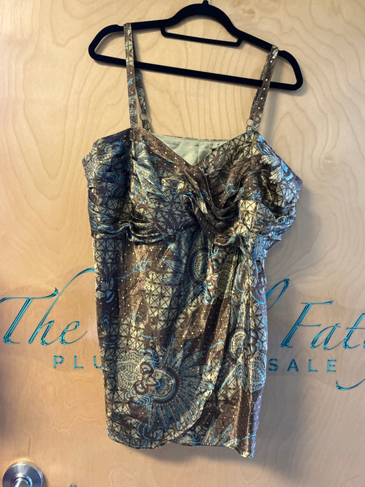 Lane Bryant Sleeveless Top - Gold and black with intricate patterns - 22