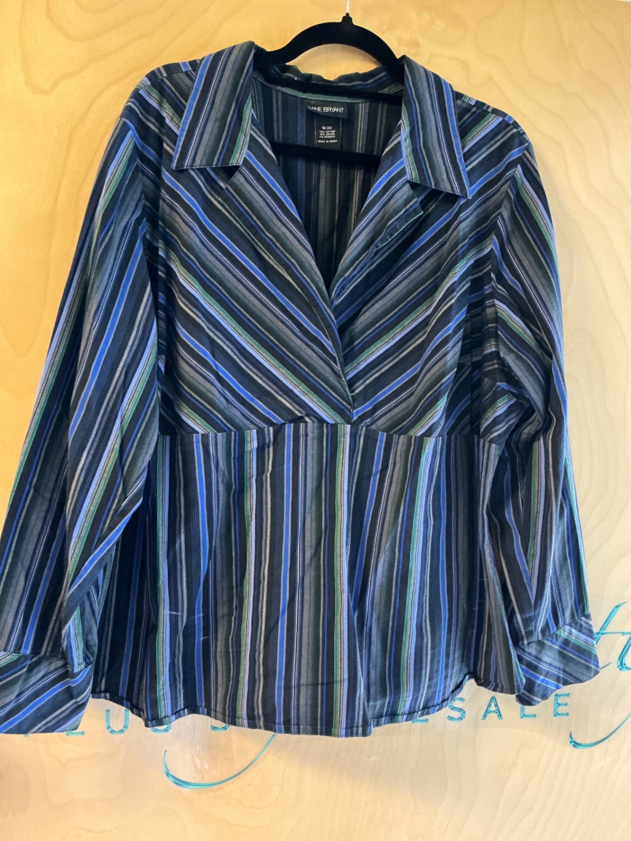 Lane Bryant Blouse - Multicolor (mainly Blue, Green, Black, White) - 18/20