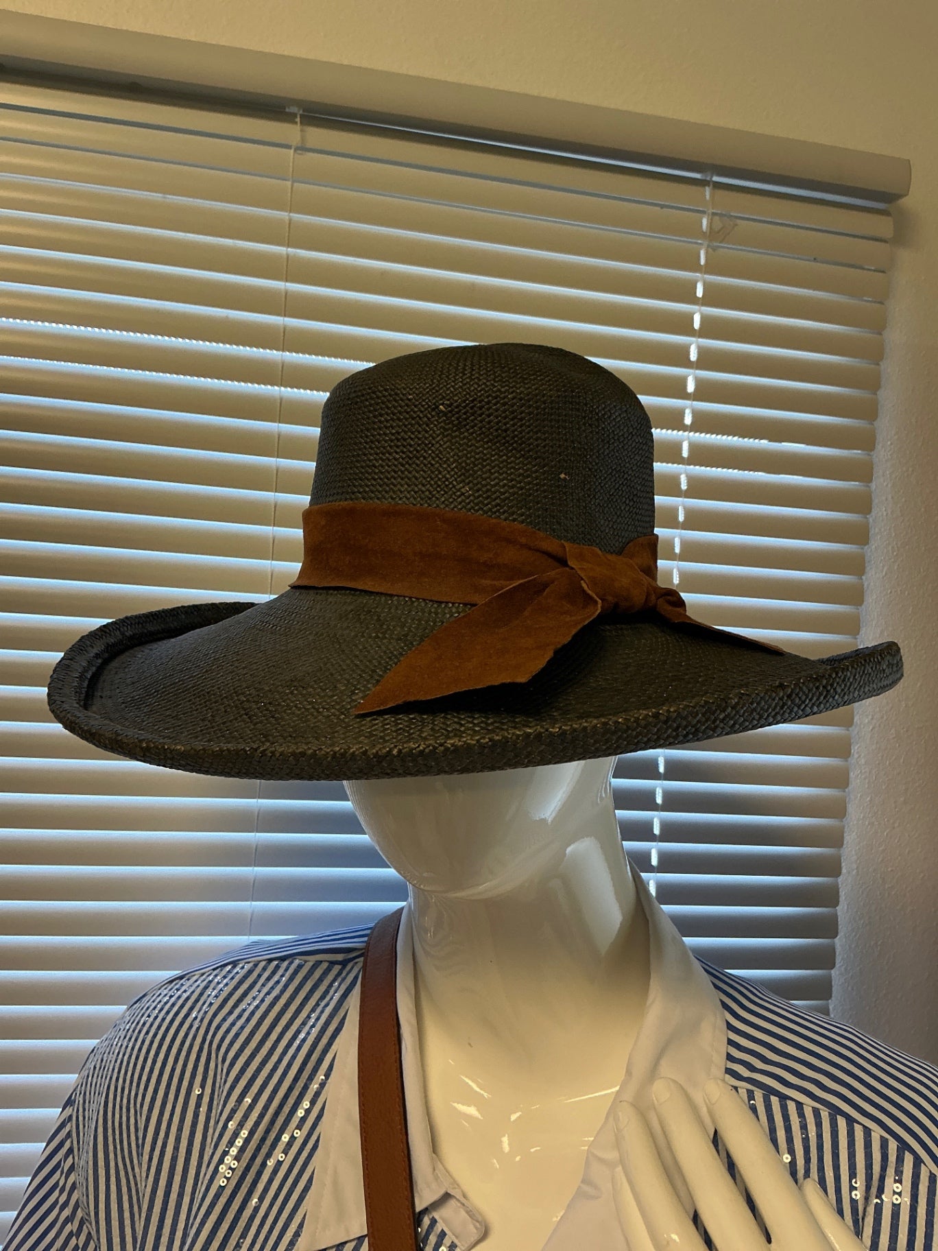 Straw Sun Hat - Black - O/S