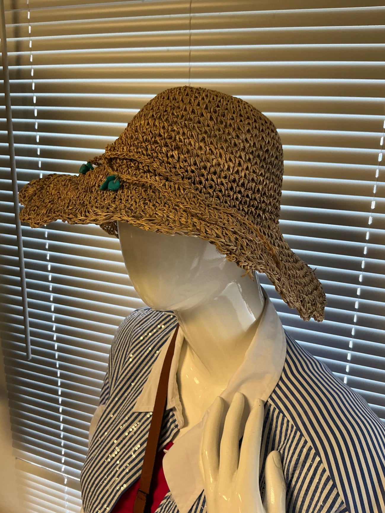 Outrageous Straw Sun Hat - Beige - O/S