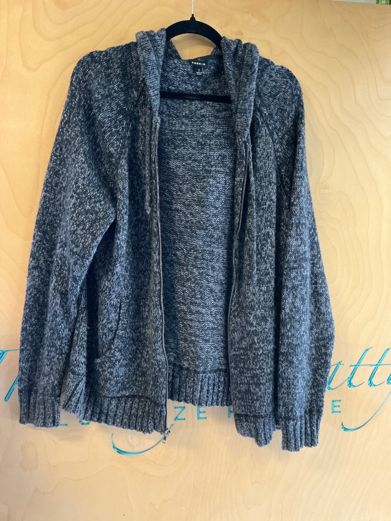 Torrid Hooded Zip-up Cardigan - Gray - 1