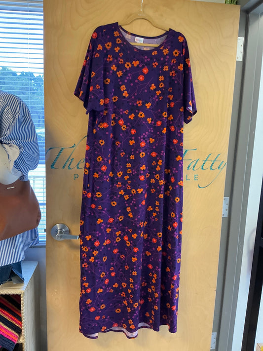 LuLaRoe Dress - Purple with orange and red floral pattern - 3XL