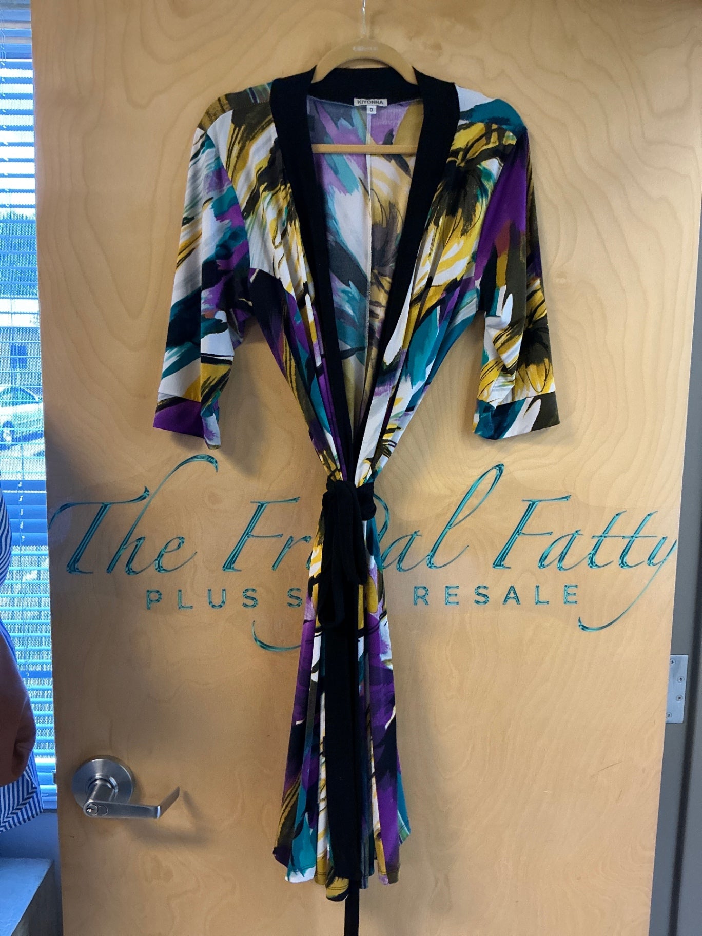 Kiyonna Wrap Dress - Multicolor (Purple, Blue, Black, White, Yellow) - 0