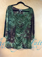 DressBarn Blouse - Green with dark floral patterns - 1X