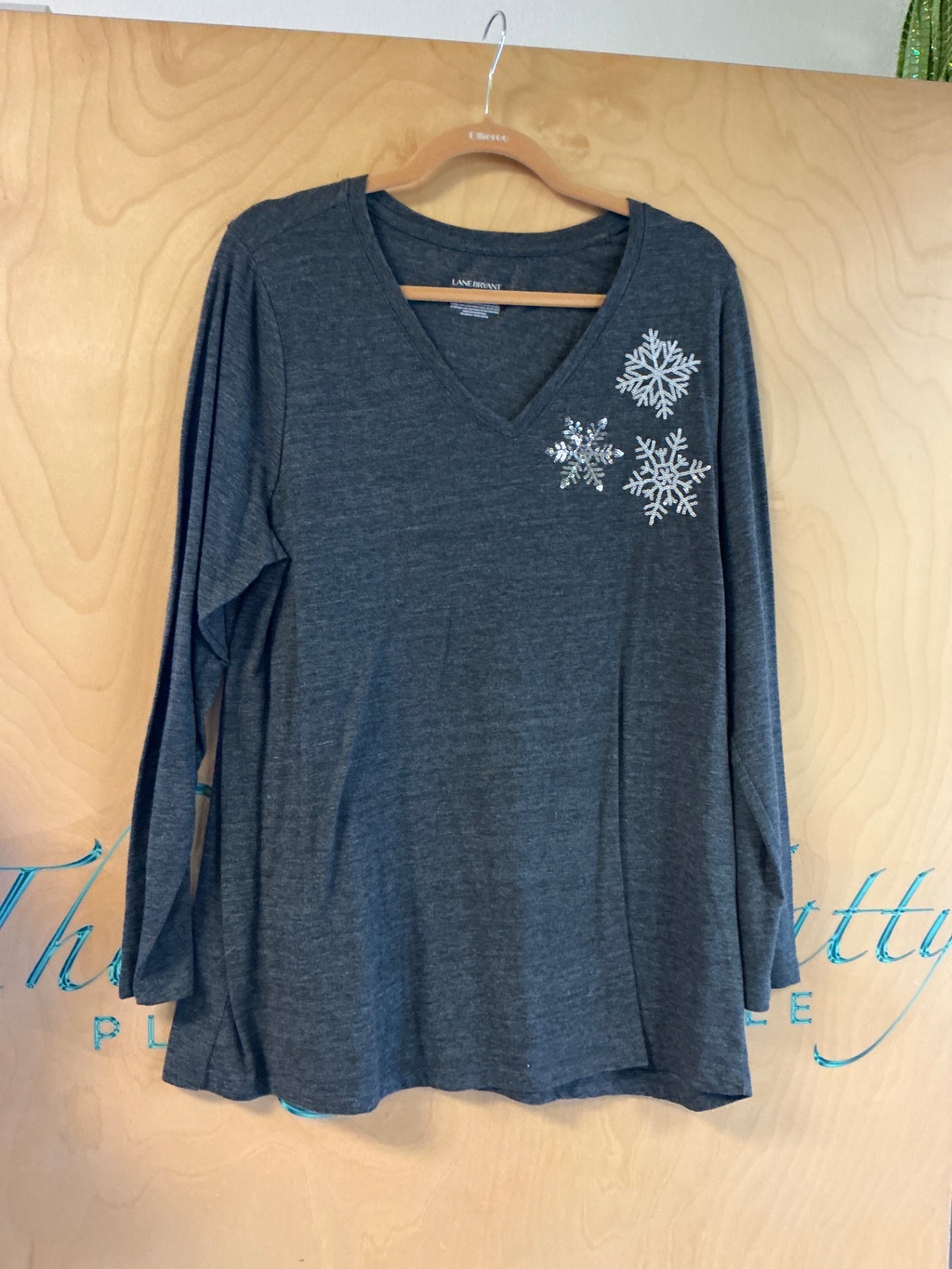 LANE BRYANT Long Sleeve T-Shirt - Dark Gray - 14/16