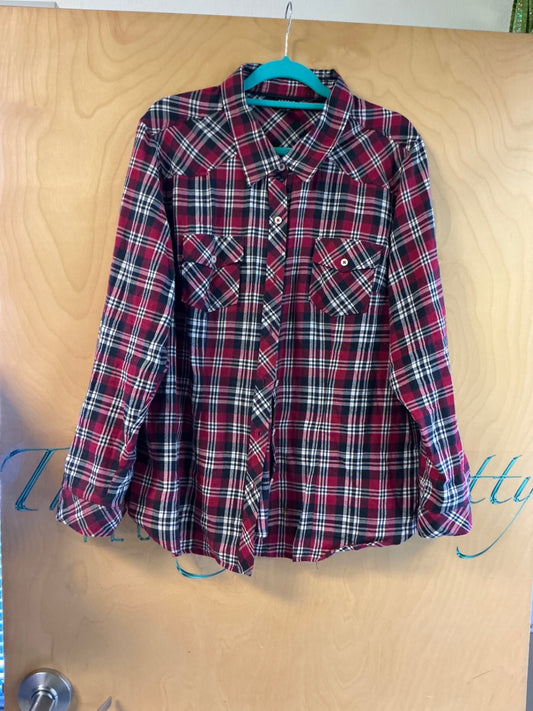 Torrid Long Sleeve Button Up Shirt - Red and black plaid - 2