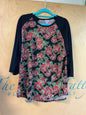 LuLaRoe Long Sleeve T-Shirt - Black with red and green floral pattern - 3XL NWOT
