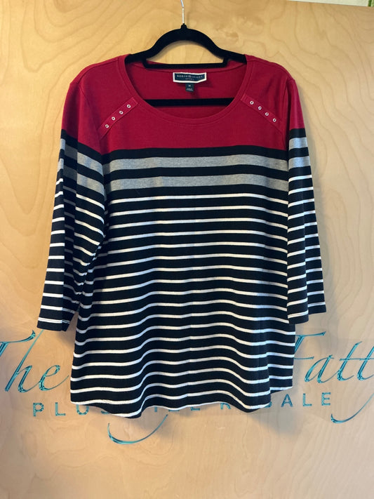 Karen Scott Sweater - Red, Black, White, Grey - 1X