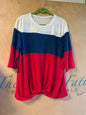 Blouse - Red, Blue, White - XXL
