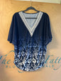 Blouse - Navy blue and white - XL