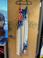 Maxi Dress - Beige with multicolored floral print in shades of blue, pink, and yellow - 3X