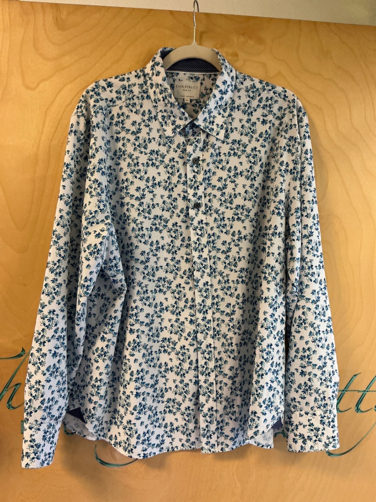 CONSTRUCT Blouse - White with blue floral pattern - XL
