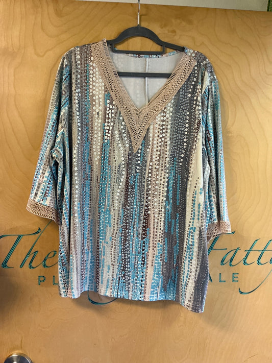 Emery Rose Blouse - Beige, Blue, Black, White - 3XL