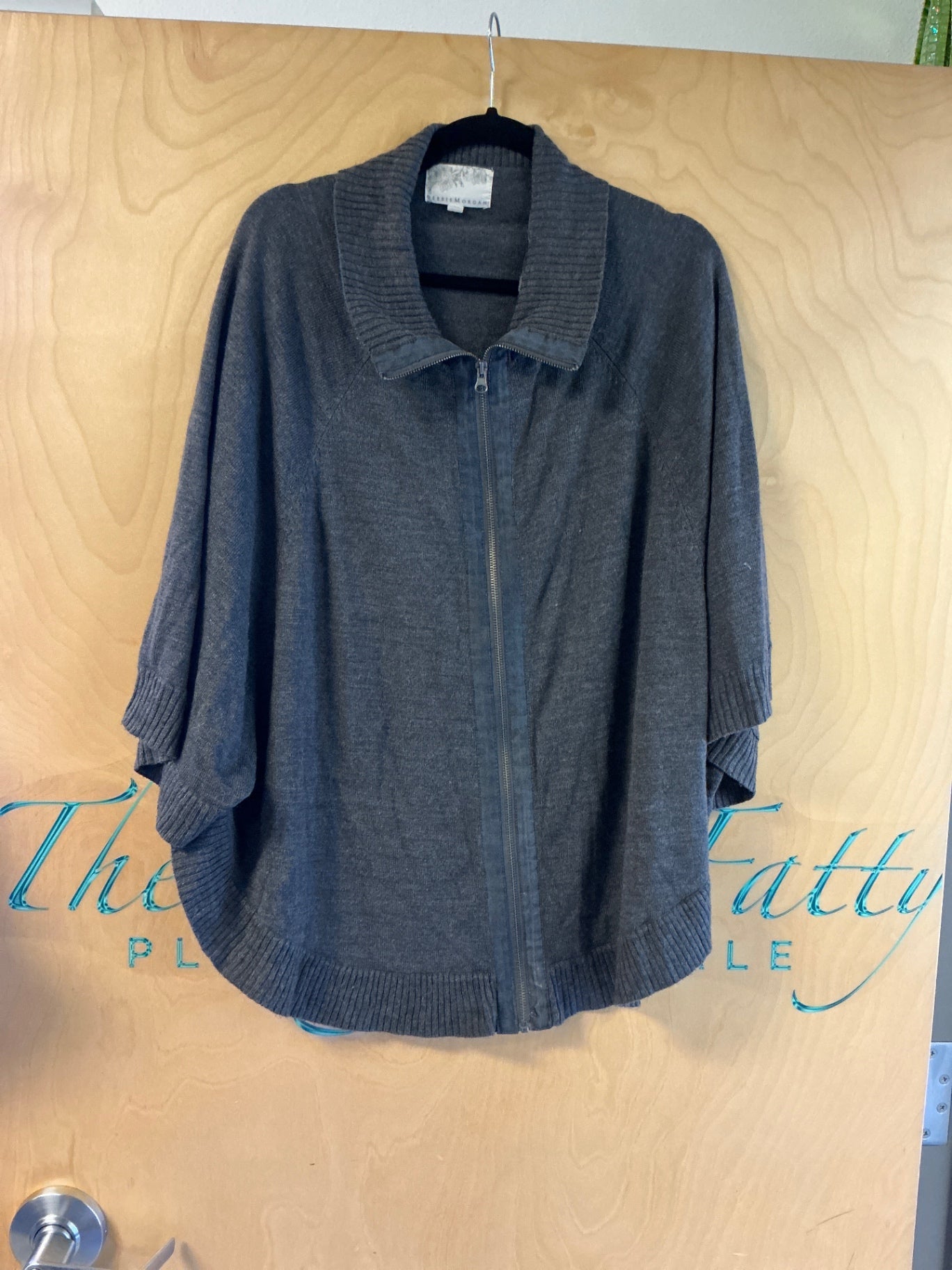 Debbie Morgan Zip Up Poncho - Dark Gray - XL