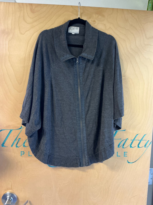 Debbie Morgan Zip Up Poncho - Dark Gray - XL