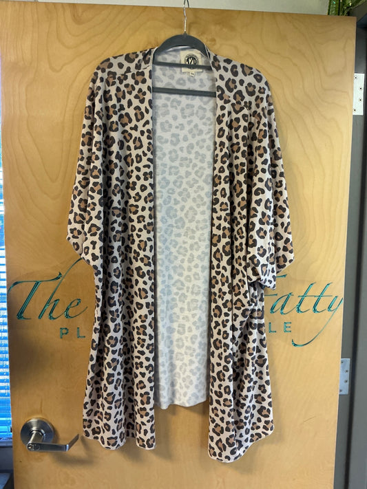 Tees2urDoor Kimono - Beige with black and brown leopard print - 4XL/5XL