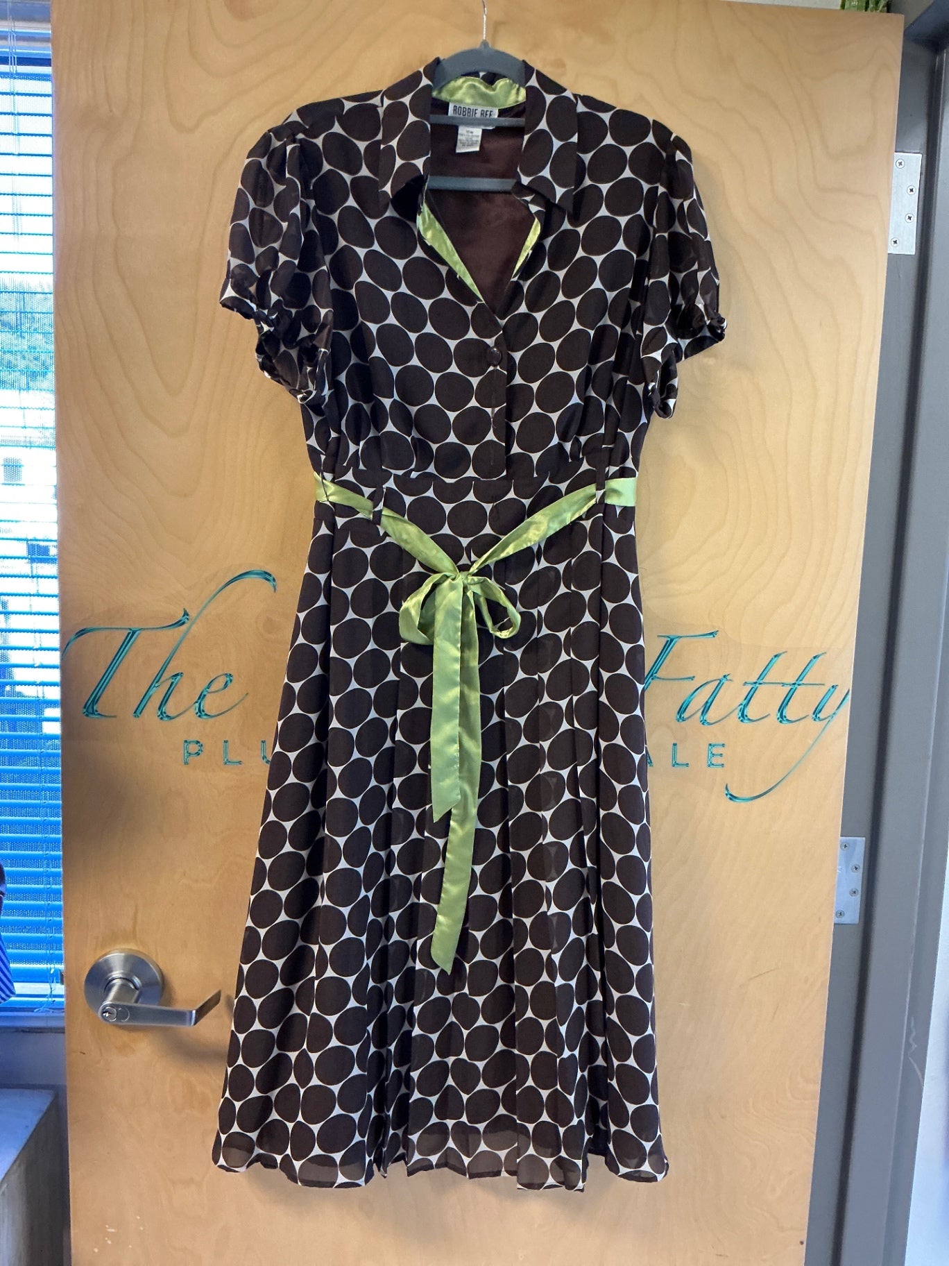Robbie Bee Dress - Black and white with lime green accents - 16W