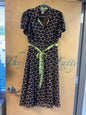 Robbie Bee Dress - Black and white with lime green accents - 16W