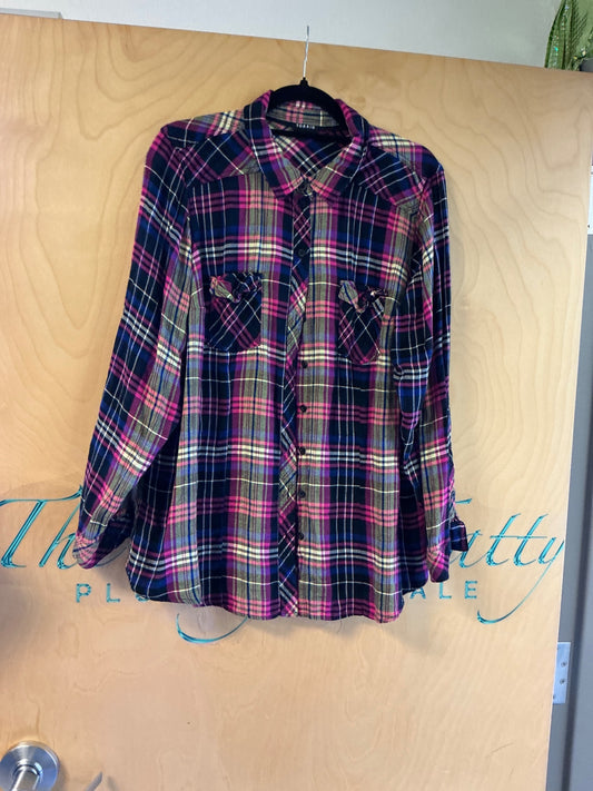 TORRID Flannel Shirt - Multicolor (mainly Pink, Navy, and White) - 2