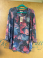 Allison Daley Blouse - Multicolor (predominantly pink, blue, black, and gray) - 3X