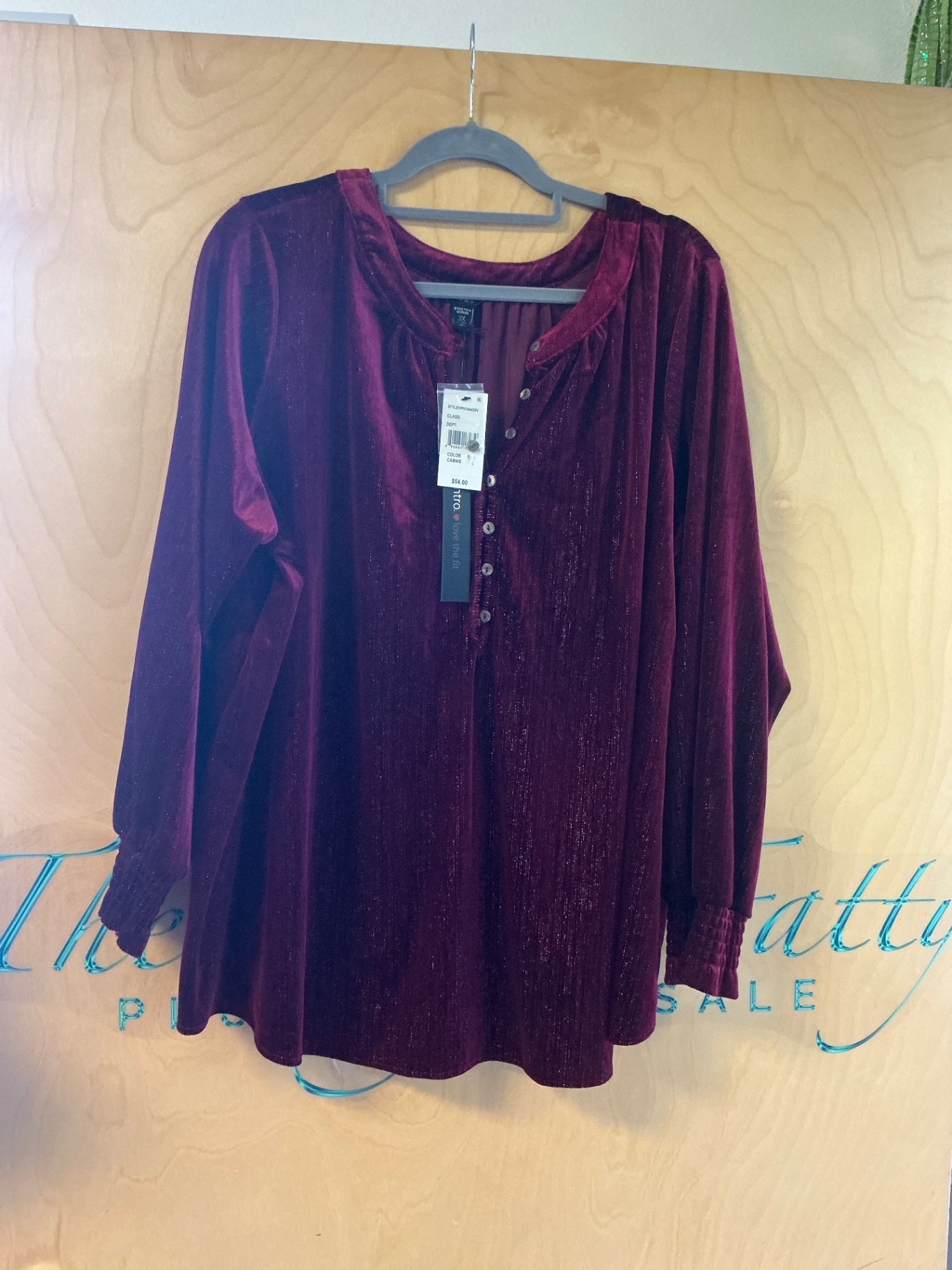 Intro Love the Fit Blouse - Burgundy - 3X NWT