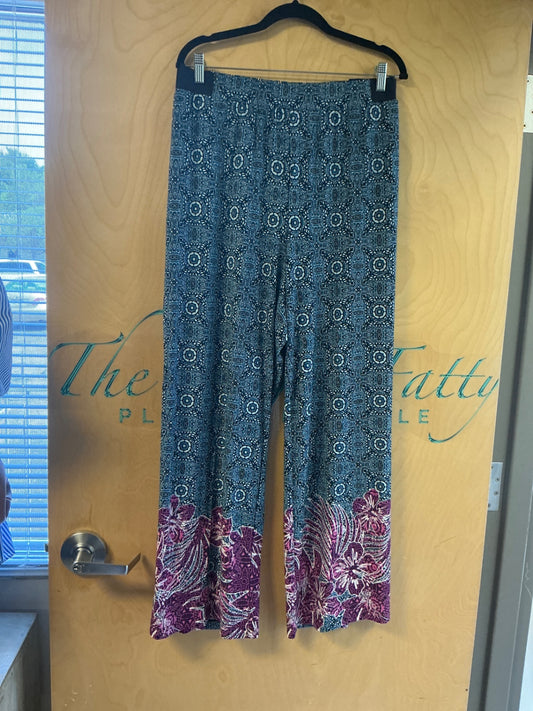 Ruby Rd. Wide Leg Pant - Multicolored (mainly blue and purple) - 3X NWT