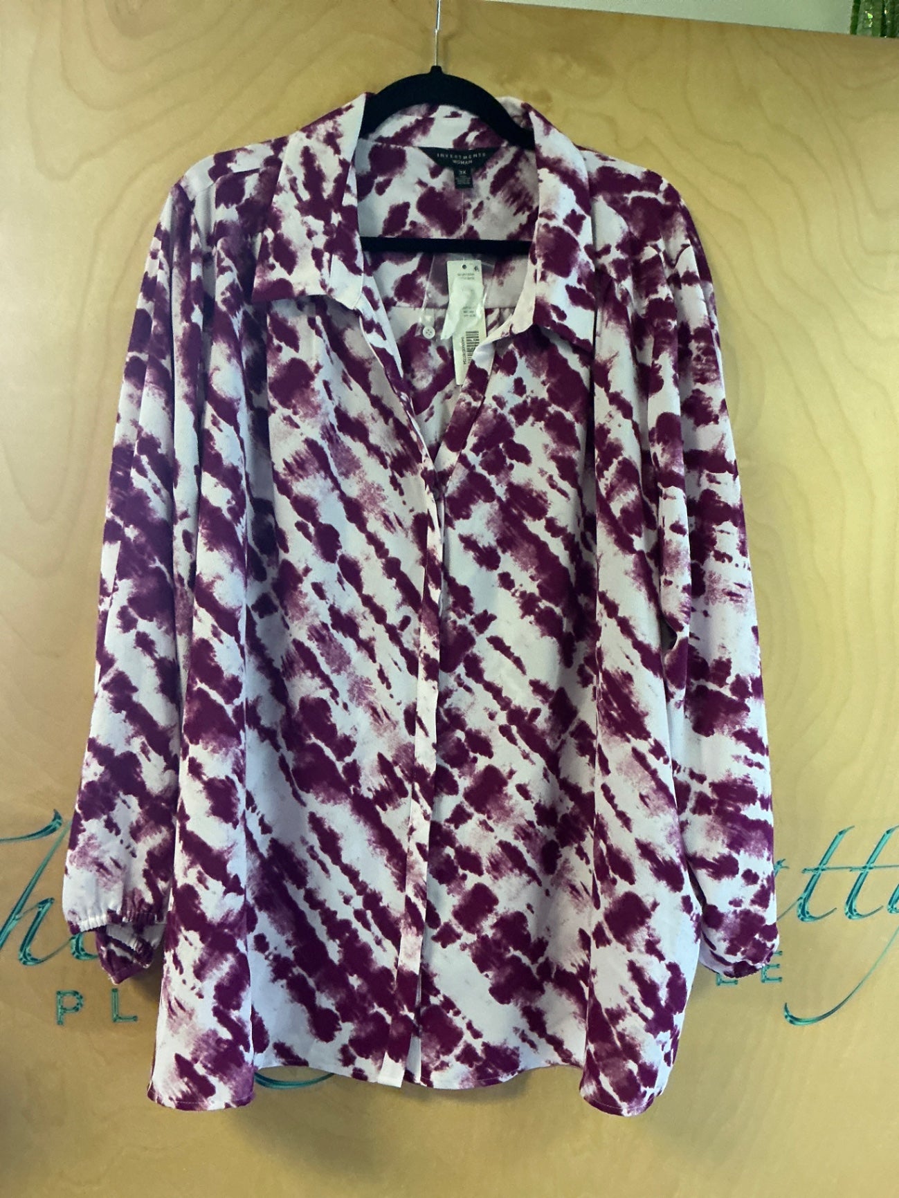 Investments Blouse - Purple and white - 3X NWT