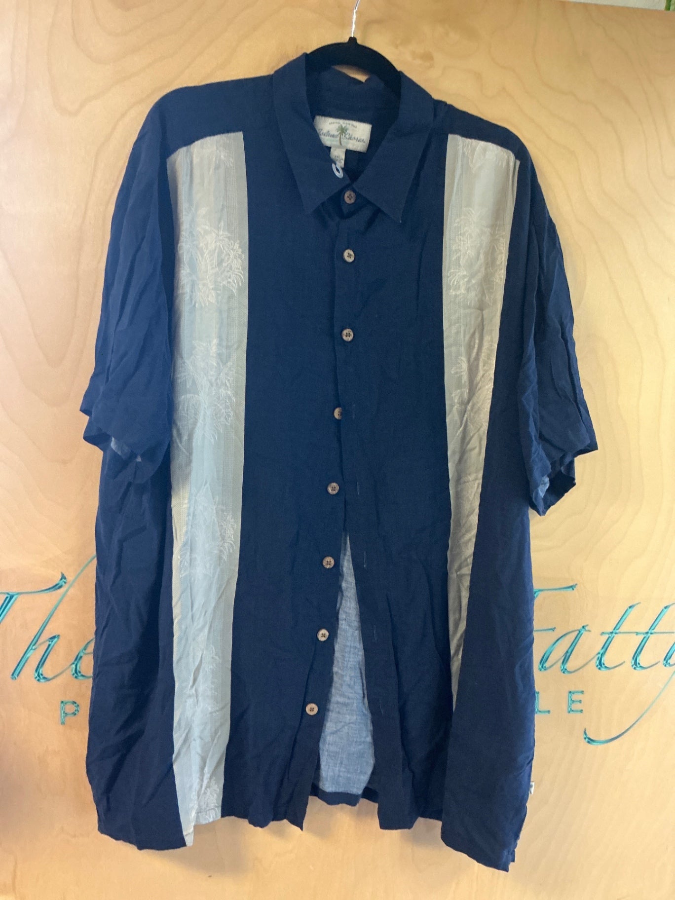 Island Shores Button-Up Shirt - Navy blue and cream - 2XL