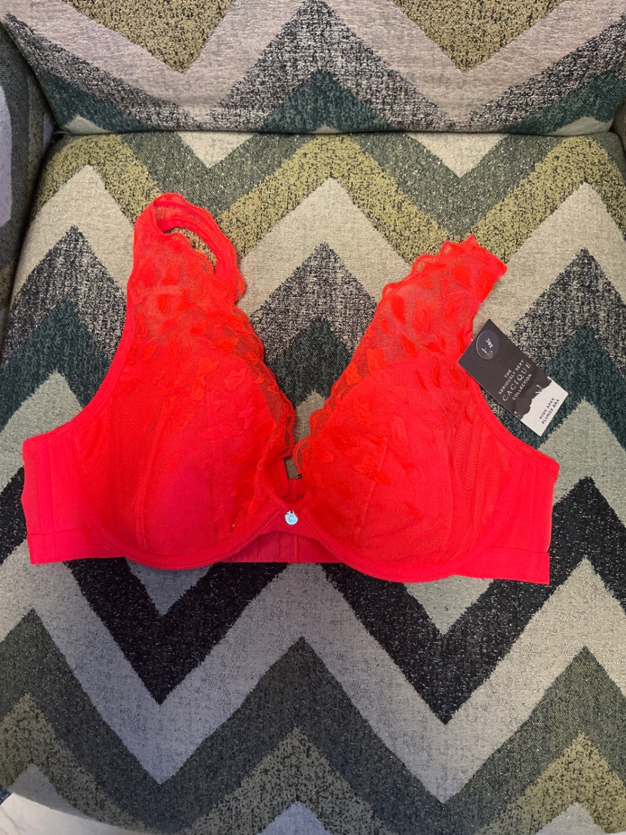 Lane Bryant Cacique High Apex Plunge Bra - Neon Coral - 38C