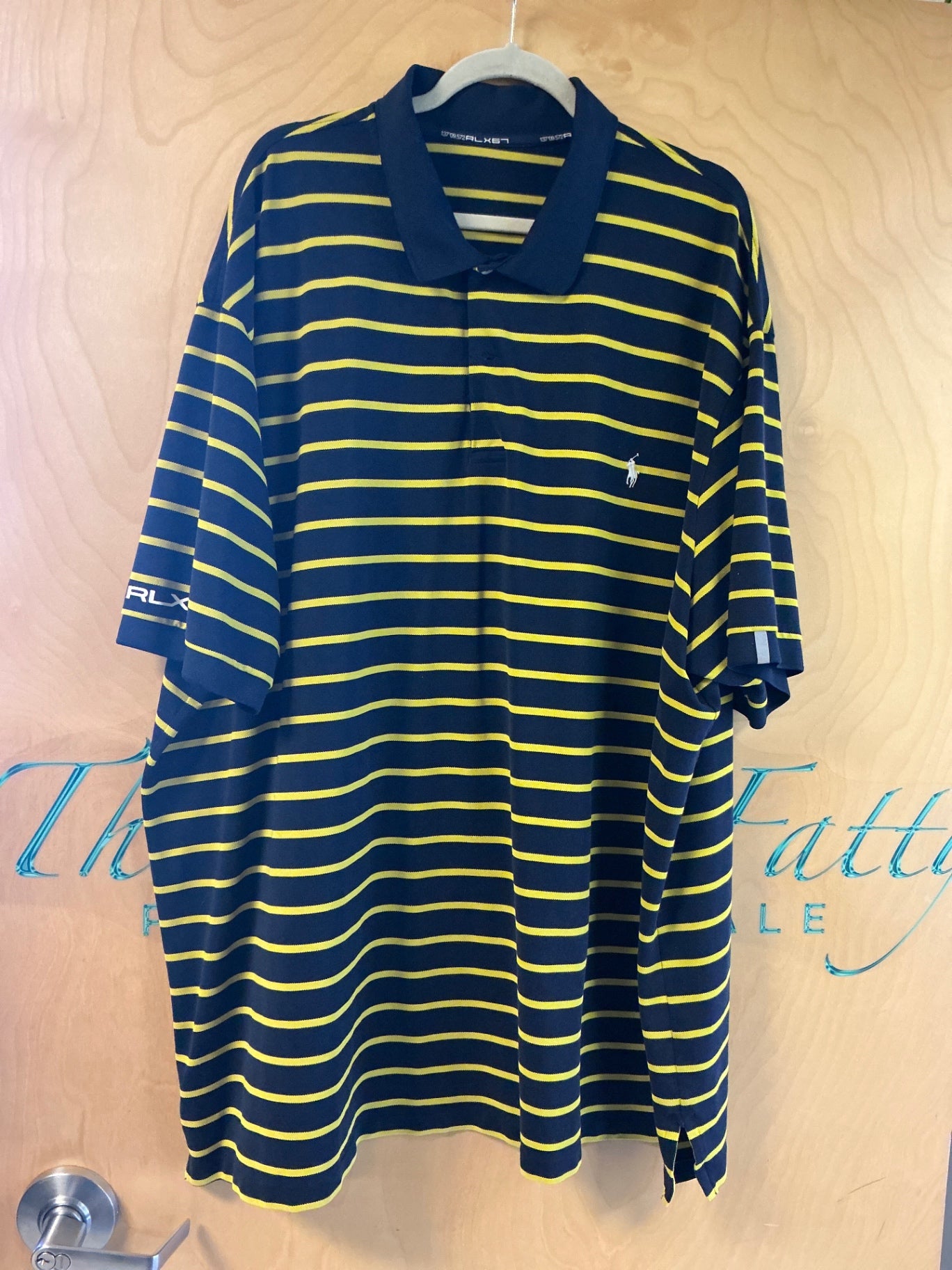 Ralph Lauren Polo Shirt - Navy Blue and Yellow - 5X