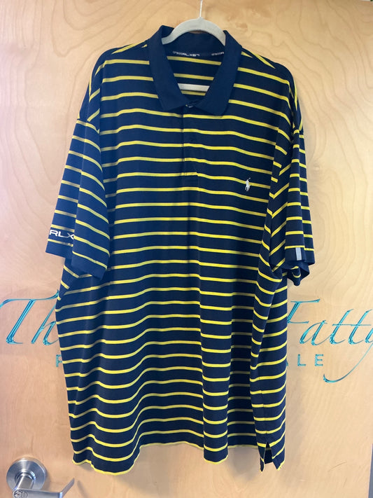 Ralph Lauren Polo Shirt - Navy Blue and Yellow - 5X