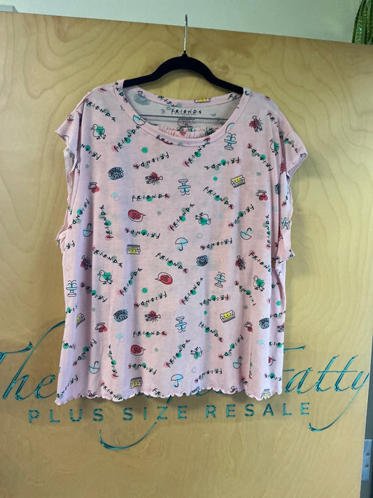Friends Pajama Set (Shorts & Shirt) - Pink - 3X