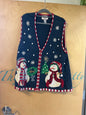 TIARA Sweater Vest - Navy Blue with Red, Green, White accents - 26/28