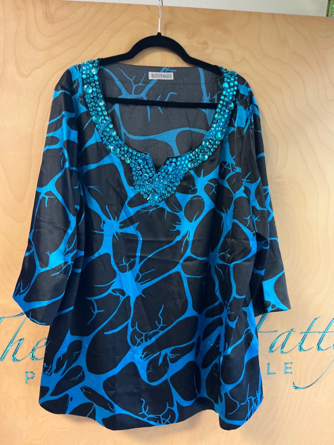 KAELYN MAX II Blouse - Black and Blue - 2X