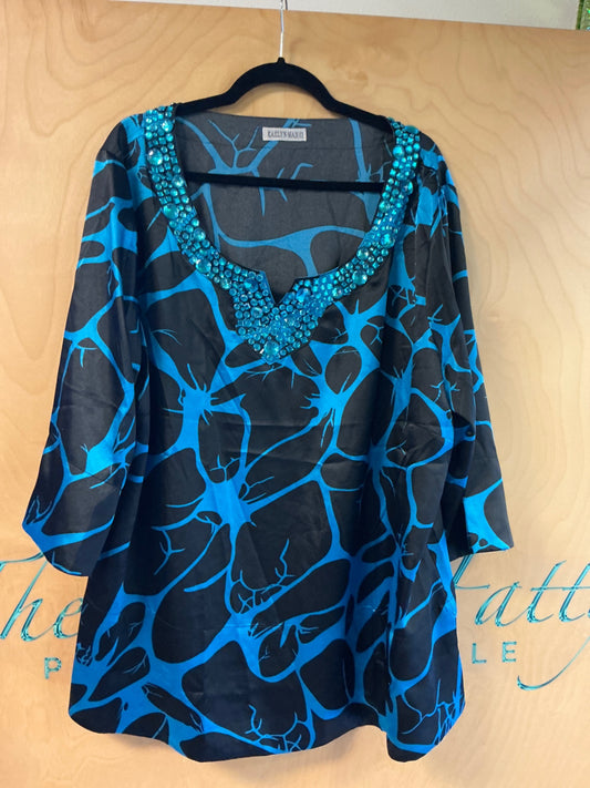KAELYN MAX II Blouse - Black and Blue - 2X