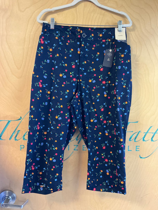 St. John's Bay Stretch Capri - Navy with multicolor floral pattern - 22W NWT