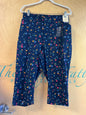 St. John's Bay Stretch Capri - Navy with multicolor floral pattern - 22W NWT