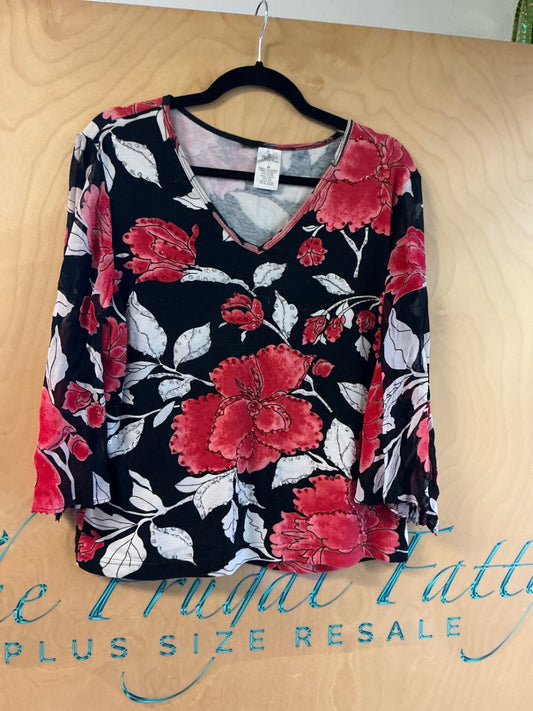 Blouse - Black, Red, White - XL