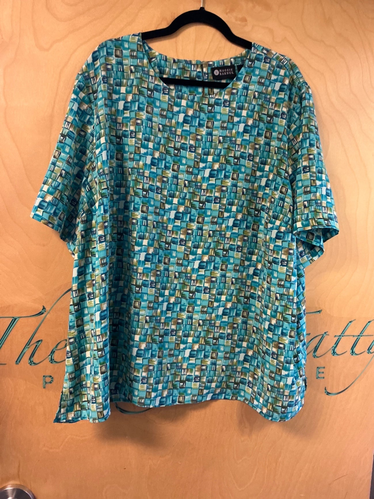 Maggie Barnes Blouse - Multicolored (predominantly blue and green) - 3X
